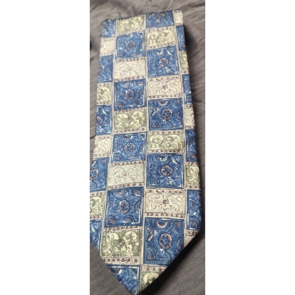Croft & Barrow Silk Tie Men's Geometric Patchwork Multipattern Vintage Y2K 90s